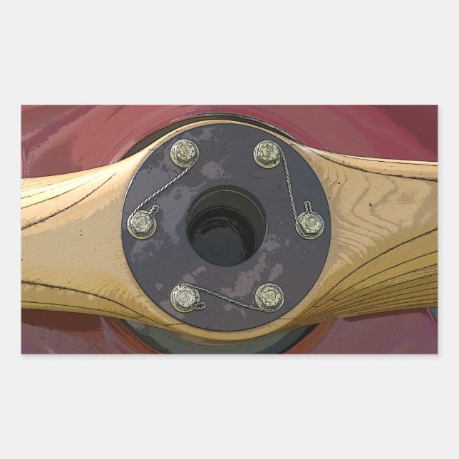 Red Airplane Wooden Propeller Stickers (Front)