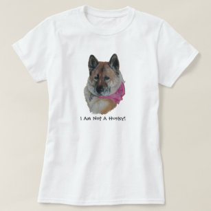 red akita in pink scarf light hearted husky slogan T-Shirt