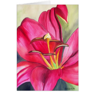 Red Alert Lily aquarelle peinture de fleur
