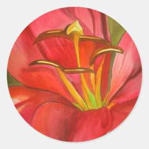 Red Alert lily flower Classic Round Sticker