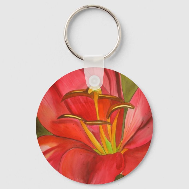 Red Alert lily flower Keychain (Front)