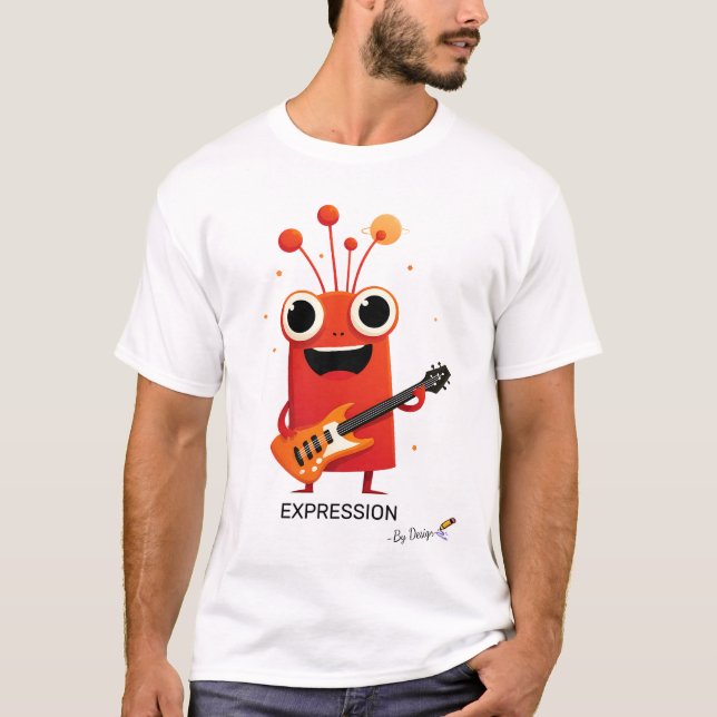 Red Alien with Guitar | EXPRESSION - By Design T-Shirt (Front)