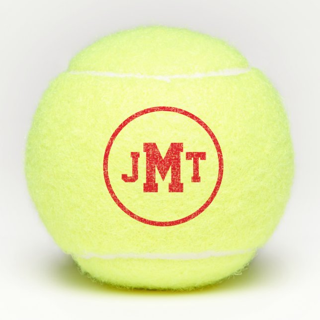 Red All-American Monogram Tennis Balls (Front)