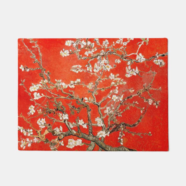 Red Almond Blossoms Vincent Van Gogh Doormat (Front)