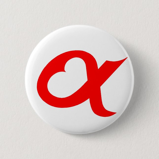Red alpheart 2 inch round button (Front)