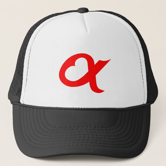 Red alpheart trucker hat (Front)