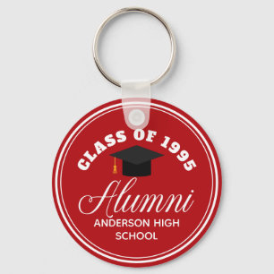 Red Alumni High School Reunion Personalized Keychain