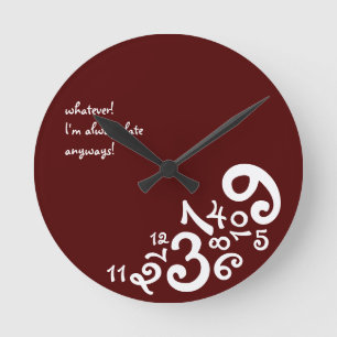 Red Always Late : Circle Wall Clock