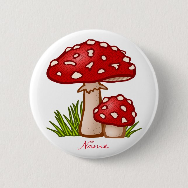 Red Amanita Mushrooms Thunder_Cove 2 Inch Round Button (Front)