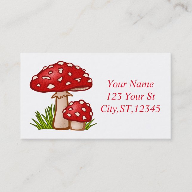 Red Amanita Mushrooms Thunder_Cove Business Card (Front)