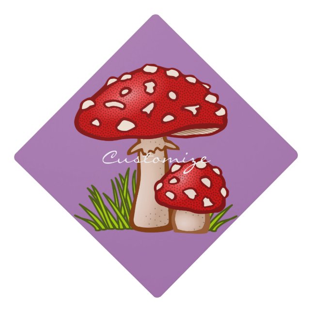 Red Amanita Mushrooms Thunder_Cove Graduation Cap Topper (Front)