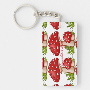 Red Amanita Mushrooms Thunder_Cove Keychain