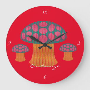 Red Amanita Mushrooms Thunder_Cove Large Clock