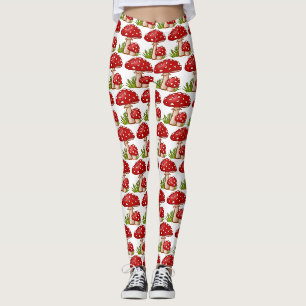 Red Amanita Mushrooms Thunder_Cove Leggings