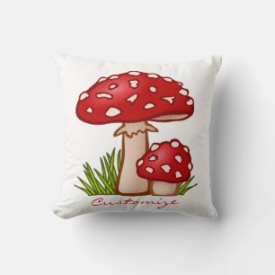 Red Amanita Mushrooms Thunder_Cove Throw Pillow