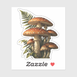 Red Amanita Mushrooms with Fern Botanical