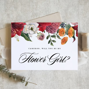Red Amaryllis Floral Be My Matron of Honour Postcard