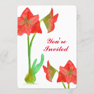 Red Amaryllis Flowers 50e anniversaire Invitation