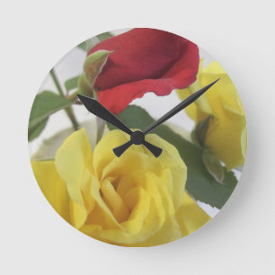 Red amd Yellow Roses Round Clock