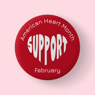 Red American Heart Month 2 Inch Round Button