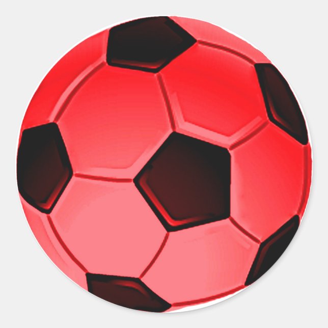Red American Soccer or Association Football Ball Classic Round Sticker (Front)