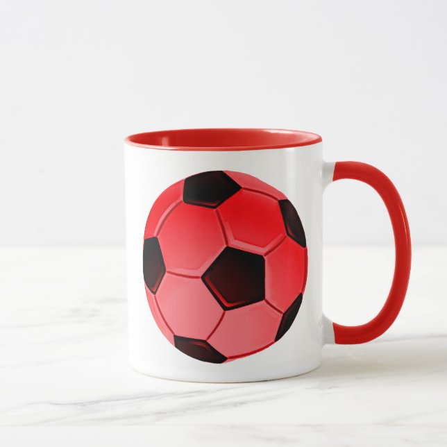 Red American Soccer or Association Football Ball Mug (Right)