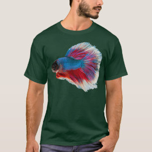Red amp Blue Betta Siamese Fighting Fish Aquarium  T-Shirt