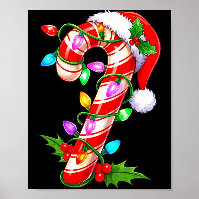 Red &amp; White Candy Cane Crew Christmas Santa Ha Poster (Front)
