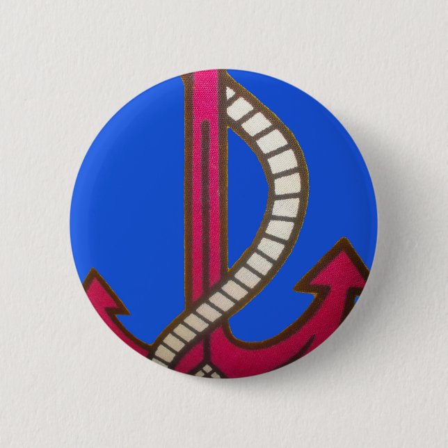 Red Anchor Art Print 2 Inch Round Button (Front)