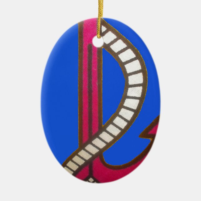 Red Anchor Art Print Ceramic Ornament (Front)