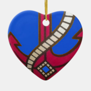 Red Anchor Art Print Ceramic Ornament