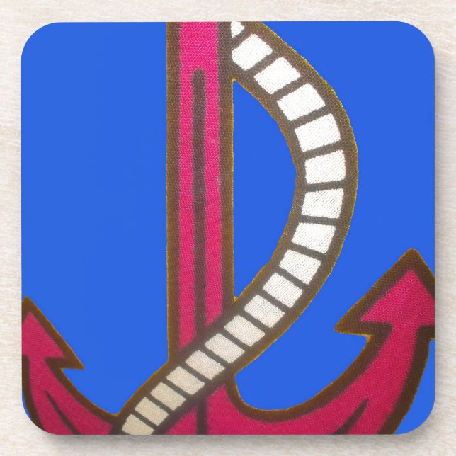 Red Anchor Art Print Coaster (Front)