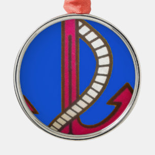 Red Anchor Art Print Metal Ornament