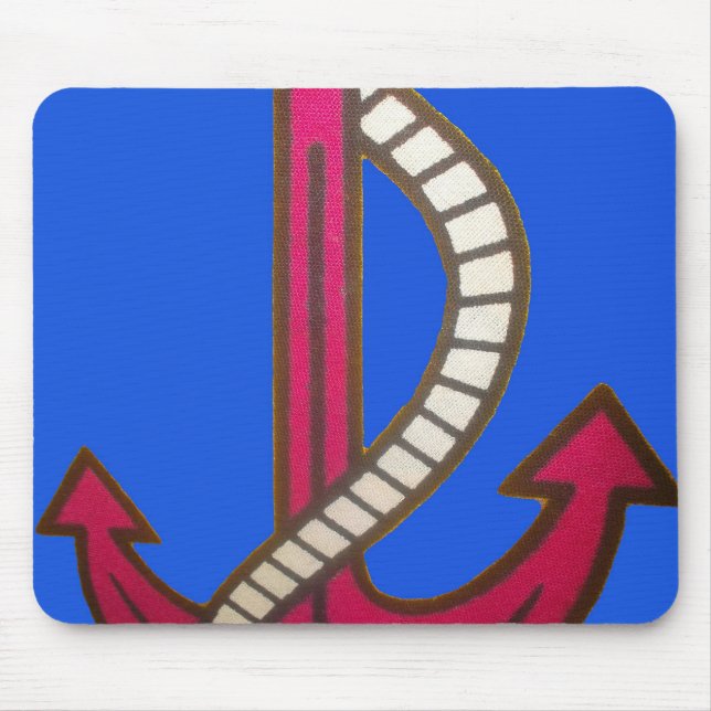 Red Anchor Art Print Mouse Pad (Front)