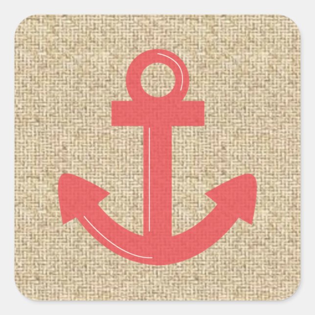 Red anchor burlap design stickers (Front)