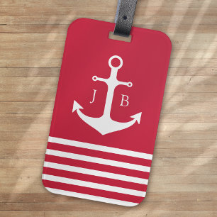 Red Anchor Monogram Cruise Ship Luggage Tag