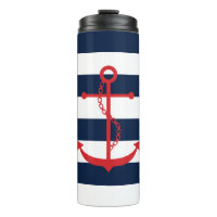 Red Anchor on Blue Stripes