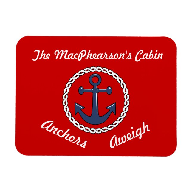 Red Anchors Aweigh Stateroom Door Marker Magnet (Horizontal)