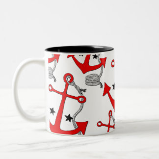 Red Anchors (for  ) Two-Tone Coffee Mug