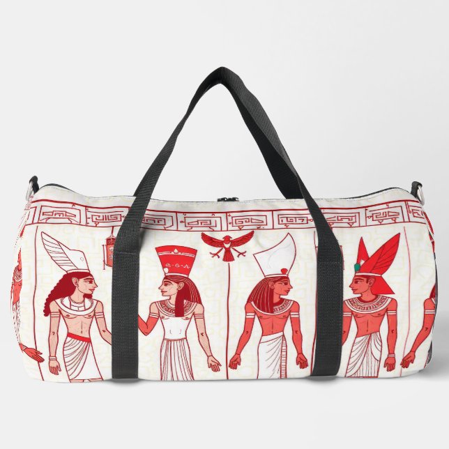Red Ancient Print Duffel Bag (Front)