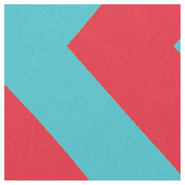 Red and Aqua Blue Chevron Stripe Fabric (Close Up)