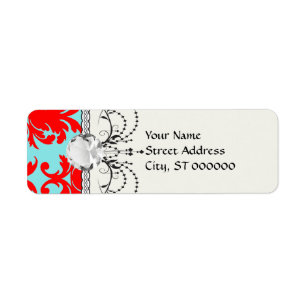 red and aqua lovely formal damask