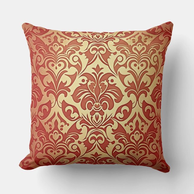 red and beige abstract throw pillow (Front)