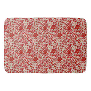 Red and Beige Bold Floral Pattern  Bath Mat