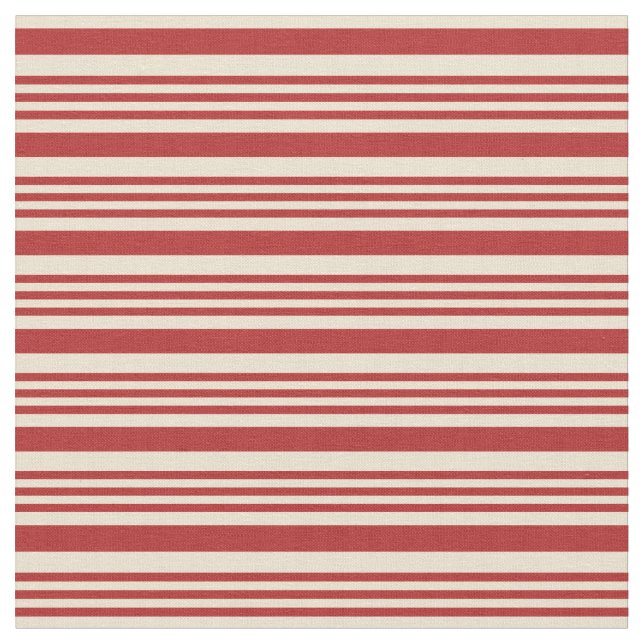 Red and Beige Coloured Stripes/Lines Pattern Fabric (Close Up)