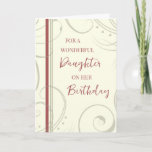 Red and Beige Daughter Birthday Card<br><div class="desc">Birthday card for daughter with modern and simple red and beige design and thoughtful verse.</div>