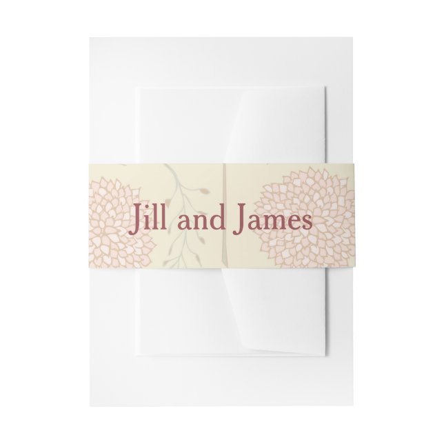 Red and Beige Floral Wedding Invitation Belly Band (Front Example)