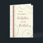 Red and Beige Godfather Birthday Card<br><div class="desc">Birthday card for godfather with modern and simple red and beige design and thoughtful verse.</div>