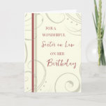 Red and Beige Sister in Law Birthday Card<br><div class="desc">Birthday card for sister in law with modern and simple red and beige design and thoughtful verse.</div>