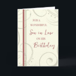 Red and Beige Son in Law Birthday Card<br><div class="desc">Birthday card for son in law with modern and simple red and beige design and thoughtful verse.</div>